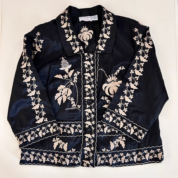 Size-L Whispers of Light Closet /Victor Costa Rare Embroidered Statement Jacket - Picture 6 of 16